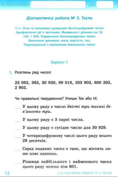Математика. Диагностические работы. 1 класс. НУШ &ndash; к учебнику Филяк И., Гись О. RAN0032 фото